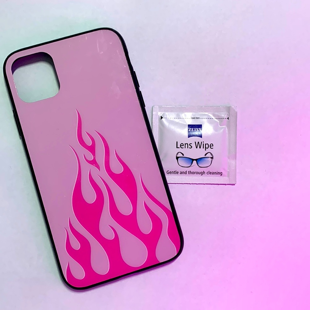 Protective pink flame iPhone 11 phone case